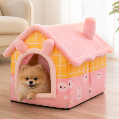 Cama tipo cueva para perros Ortekor de terciopelo coral y algodón PP (cojín extraíble)