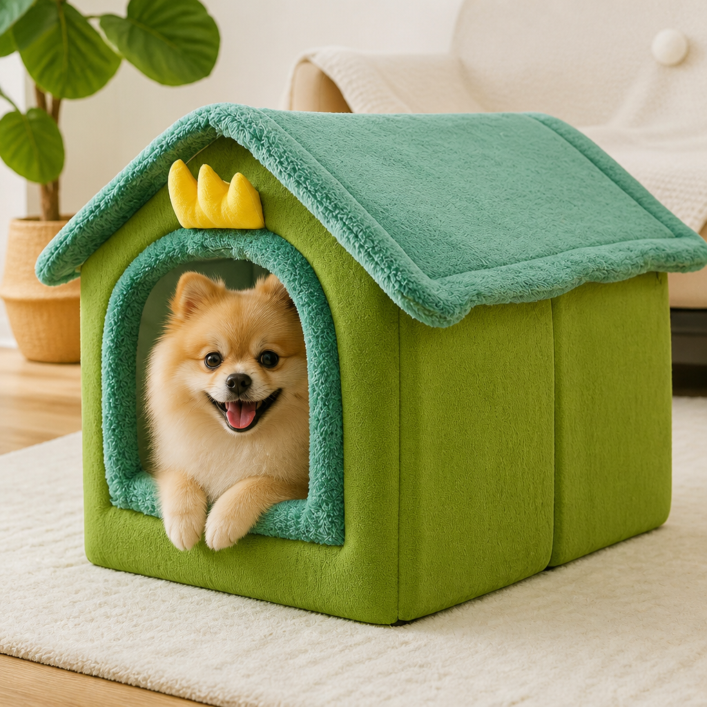 Cama tipo cueva para perros Ortekor de terciopelo coral y algodón PP (cojín extraíble)