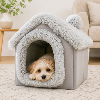 Ortekor Coral Velvet & Removable Cushion Plush Cave Dog Bed