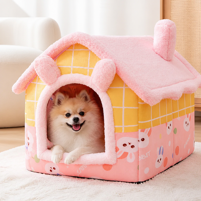 Ortekor Coral Velvet & Removable Cushion Plush Cave Dog Bed