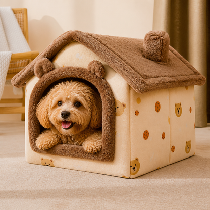 Ortekor Coral Velvet & Removable Cushion Plush Cave Dog Bed