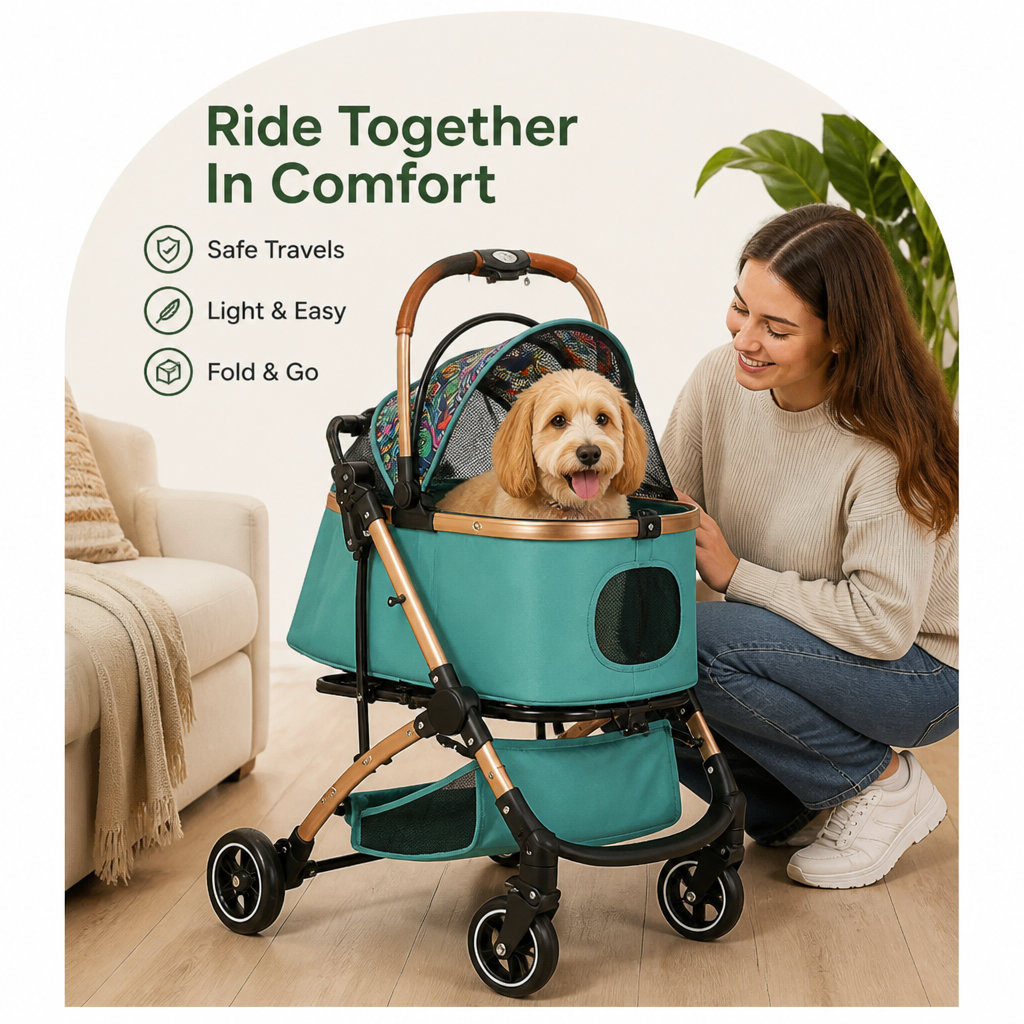 Ortekor Detachable Vehicle-Mounted Lightweight & Foldable Pet Stroller