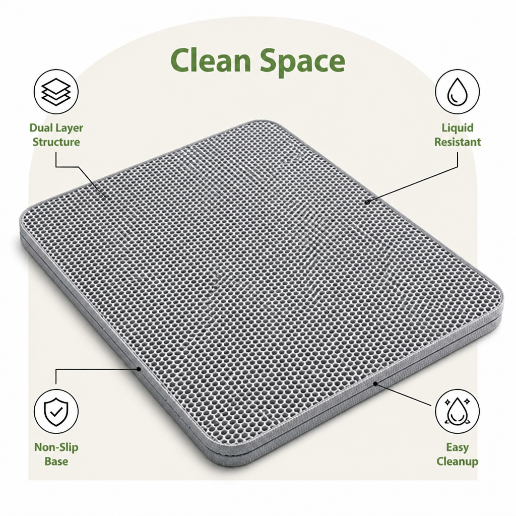 Ortekor Double-Layer Honeycomb Waterproof & Non-Slip Cat Litter Mat