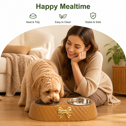 Ortekor Double Stainless Steel & Non-Slip Feeding Bowl
