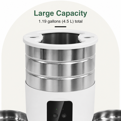 Ortekor Dual-Bowl WiFi & Button Pet Feeder