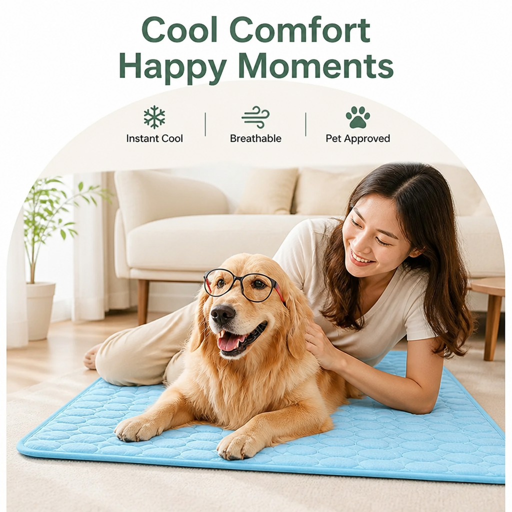 Ortekor Dual-Sided Ice Silk Cooling Pet Mat (Machine Washable)