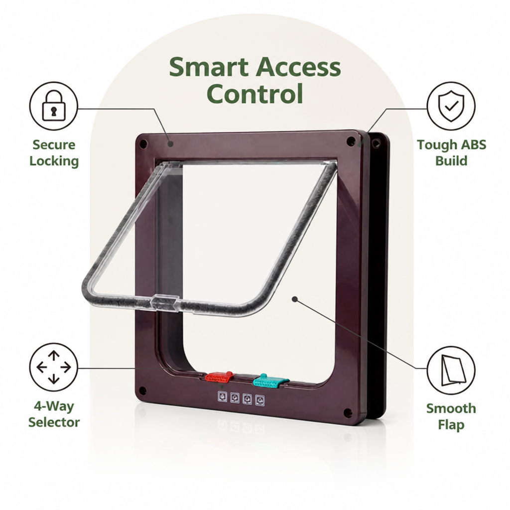 Ortekor Durable ABS & 4-Way Security Lock Pet Door (Door/Wall Mount)