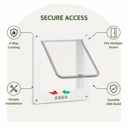 Ortekor Durable ABS Plastic & 4-Way Lock Cat & Small Dog Door