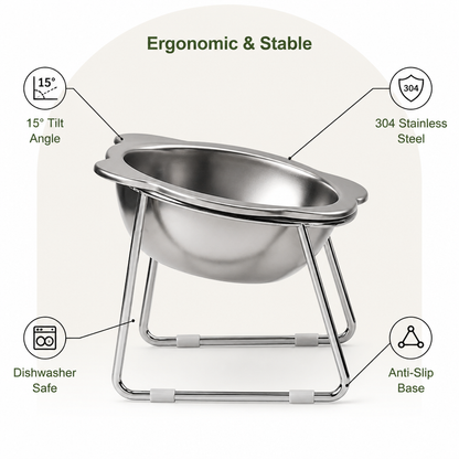 Ortekor Elevated 15° Tilt Stainless Steel Cat Bowl