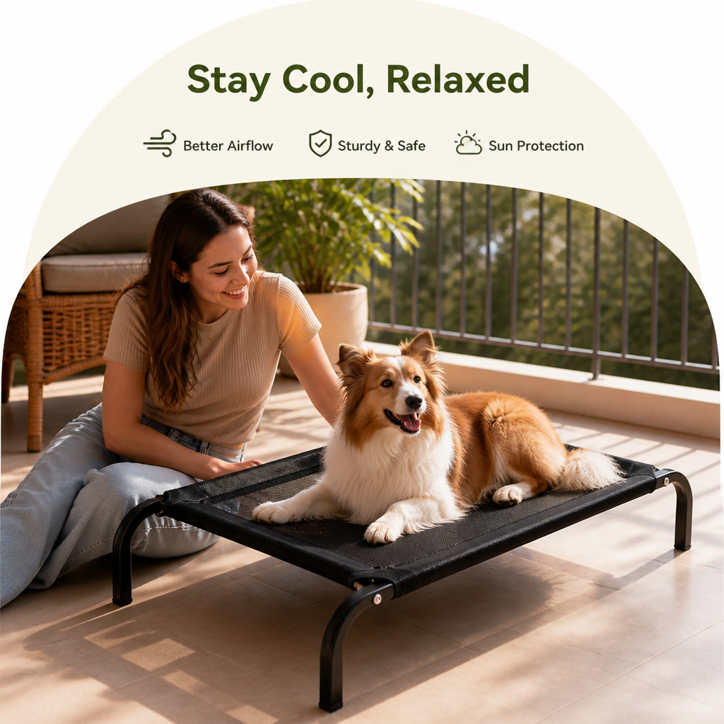 Ortekor Elevated Breathable Mesh & Canopy Dog Bed