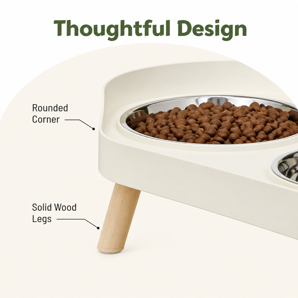 Ortekor Elevated Neck-Support Pet Feeder (Dual Removable Stainless Bowls)