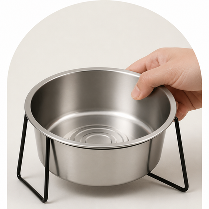 Ortekor Elevated Stainless Steel Anti-Tip Slow Feeder Bowl
