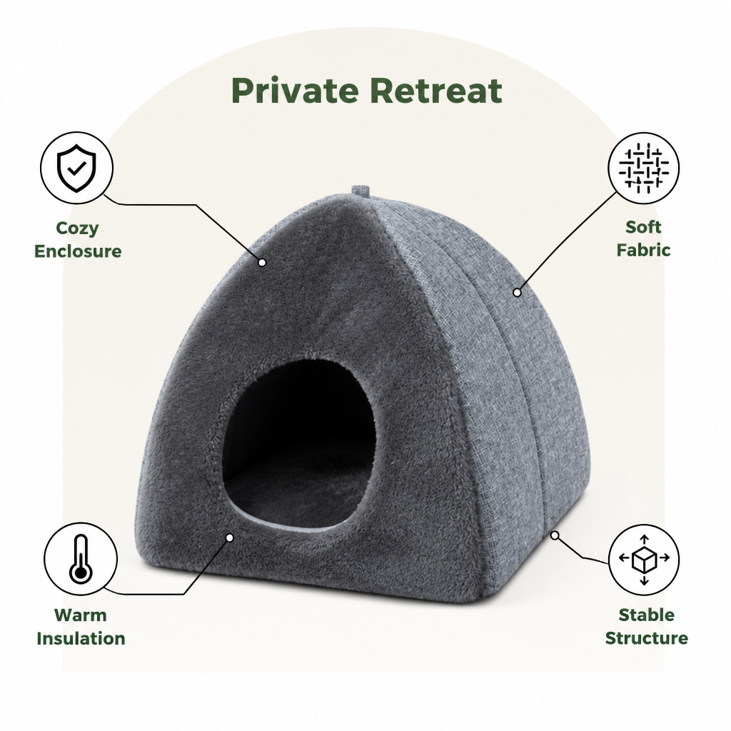 Ortekor Enclosed Plush Triangle Cat Nest