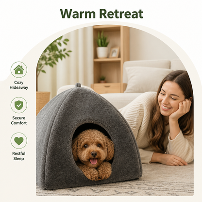 Ortekor Enclosed Plush Triangle Cat Nest