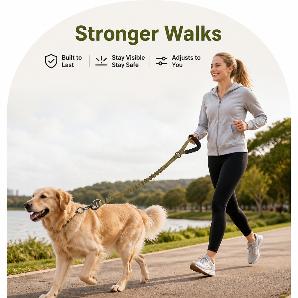 Ortekor Explosion-Proof Double-Sided Reflective Adjustable Dog Leash (Medium & Large)