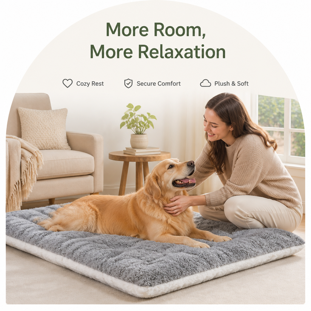 Ortekor Extra-Large Thickened Plush Dog Bed (Removable Washable Cover)