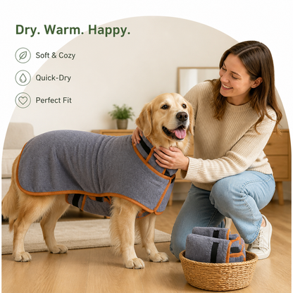 Ortekor Fast-Drying Microfiber & Adjustable Fit Dog Bathrobe