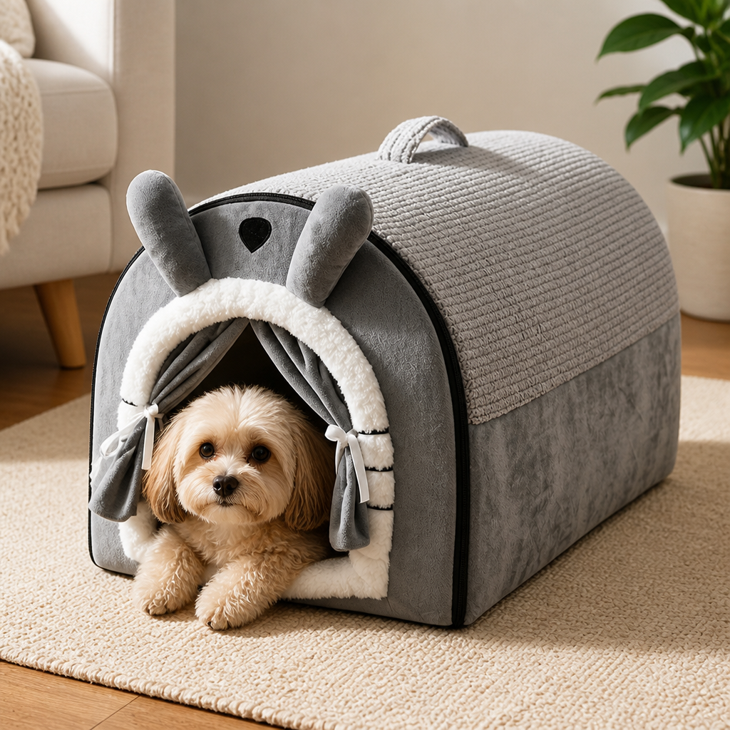 Ortekor Fleece Dome & High-Rebound Foam Pet House (Removable Cover)