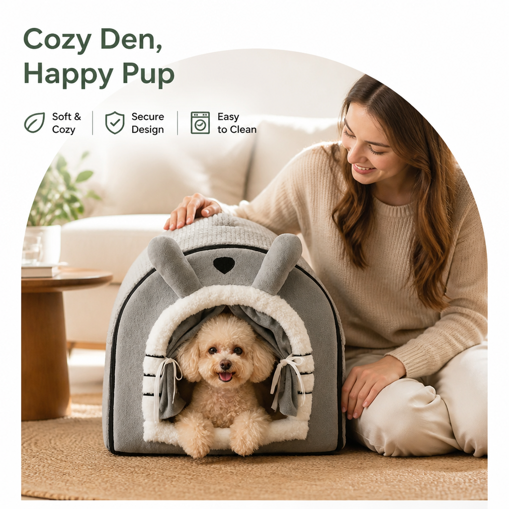 Ortekor Fleece Dome & High-Rebound Foam Pet House (Removable Cover)