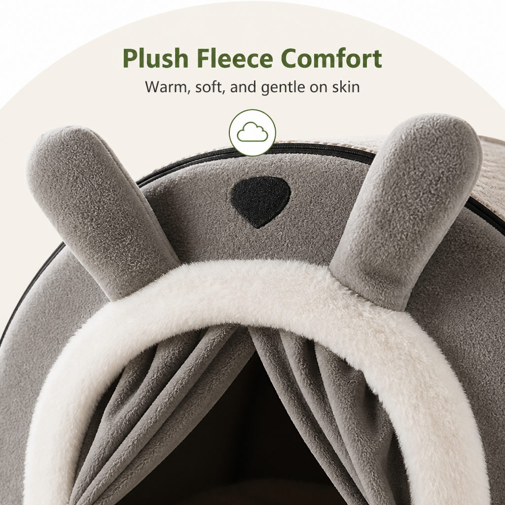 Ortekor Fleece & High-Rebound Sponge Dog Bed (Removable Washable Cover)