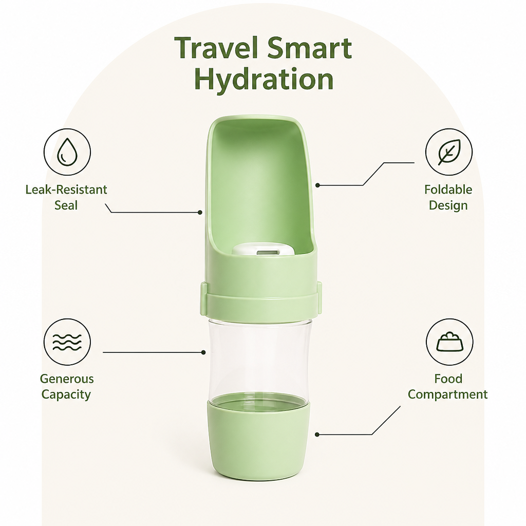 Ortekor Foldable 2-In-1 Travel Water Bottle (Integrated Bowl)