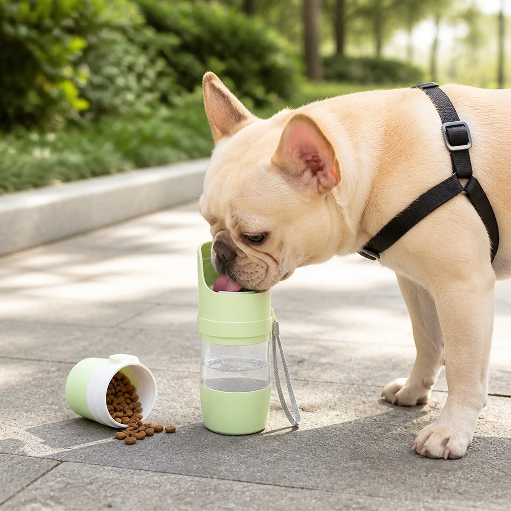 Ortekor Foldable 2-in-1 Travel Water Bottle & Feeder
