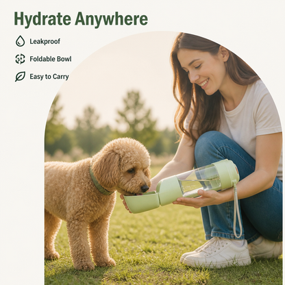 Ortekor Foldable 2-in-1 Travel Water Bottle & Feeder