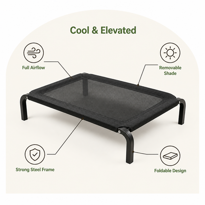Ortekor Foldable Elevated Breathable Mesh Dog Bed (Detachable Canopy)