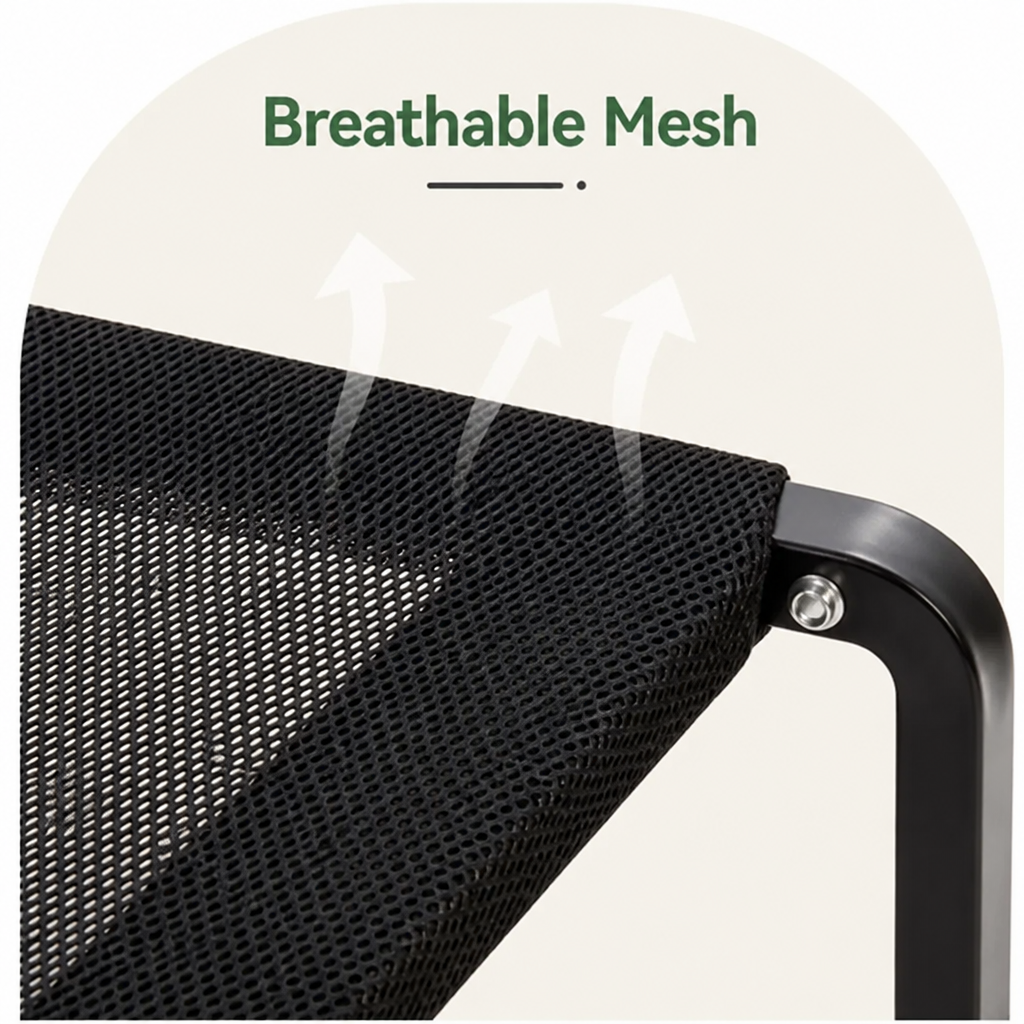 Ortekor Foldable Elevated Breathable Mesh Dog Bed (Detachable Canopy)