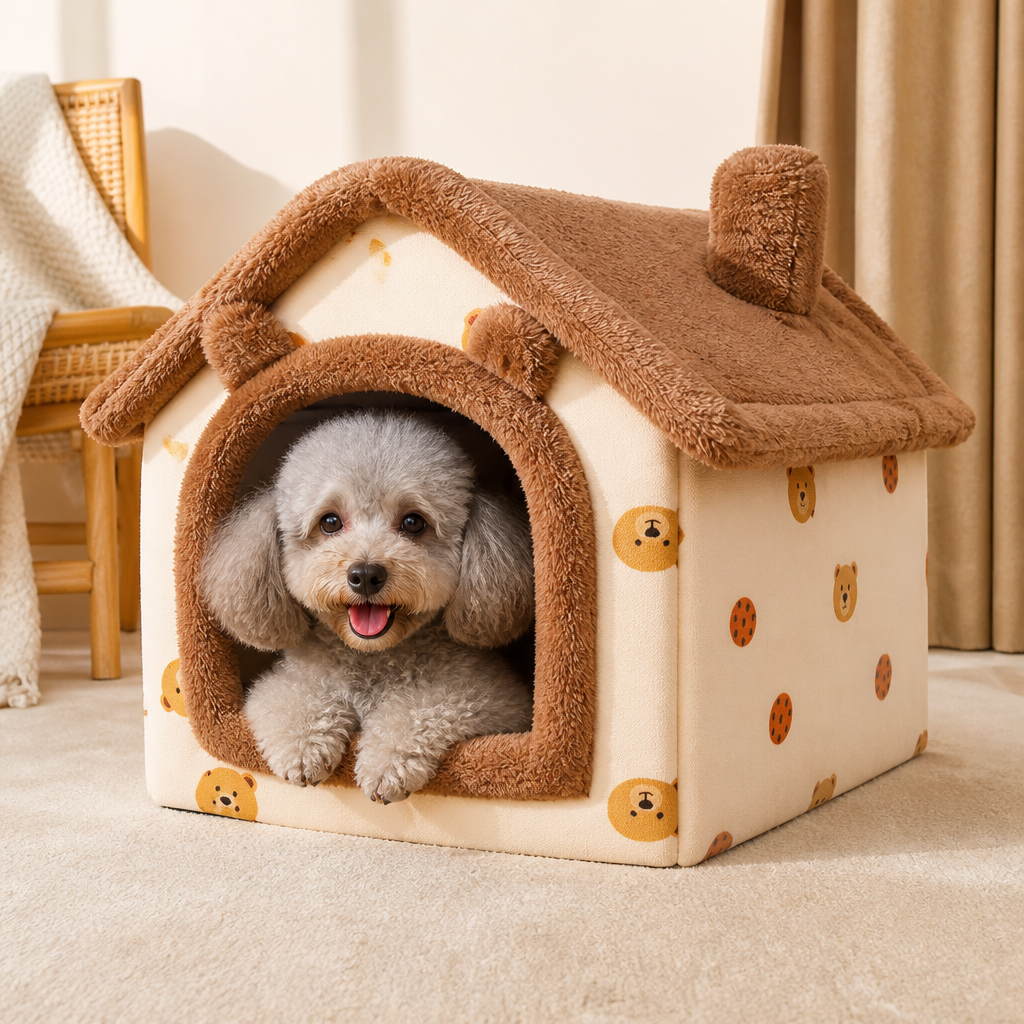 Ortekor Foldable Fleece-Lined Rebound Foam Pet House