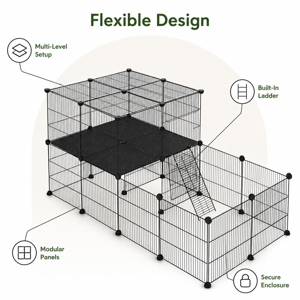 Ortekor Foldable & Modular Pet Playpen (With Door & Ladder)