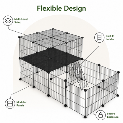 Ortekor Foldable & Modular Pet Playpen (With Door & Ladder)