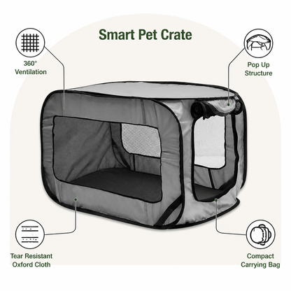 Ortekor Foldable Oxford & Mesh Travel Crate (Carry Bag Included)