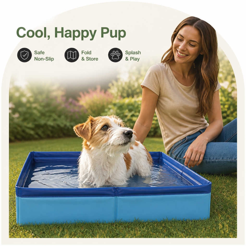 Ortekor Foldable Pet Paddling Pool (Anti-Slip PVC Base)