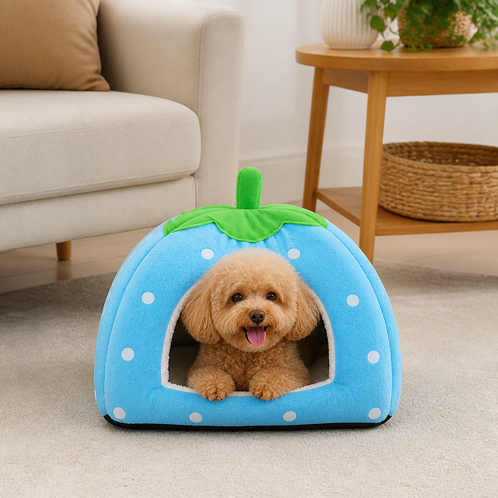 Ortekor Foldable Plush Pet House Bed