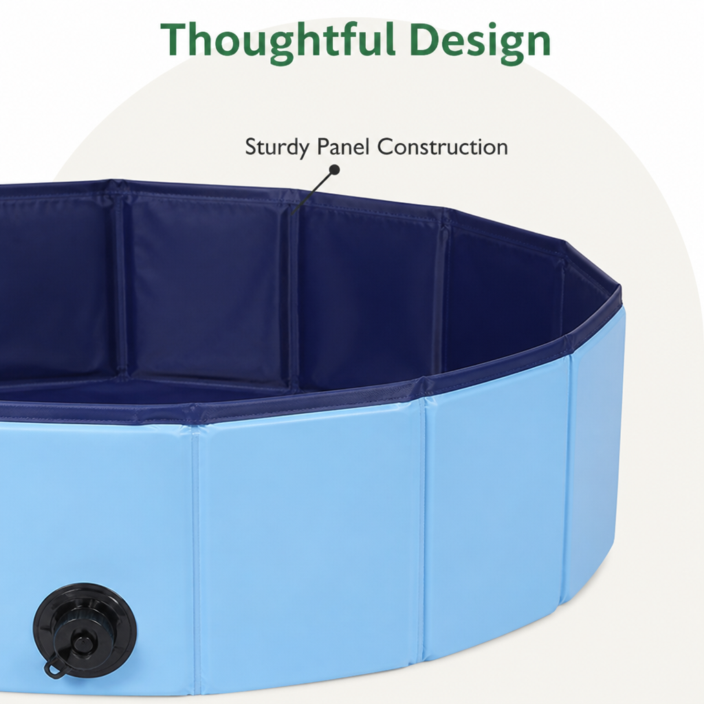 Ortekor Foldable Portable Dog Pool (Drain Valve)