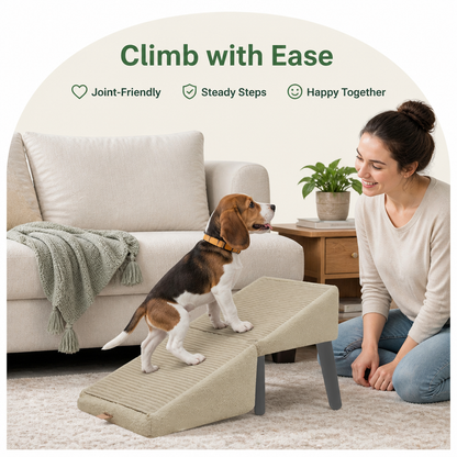 Ortekor Foldable Scratch-Resistant Wood Pet Ramp (Slip-Resistant Surface)