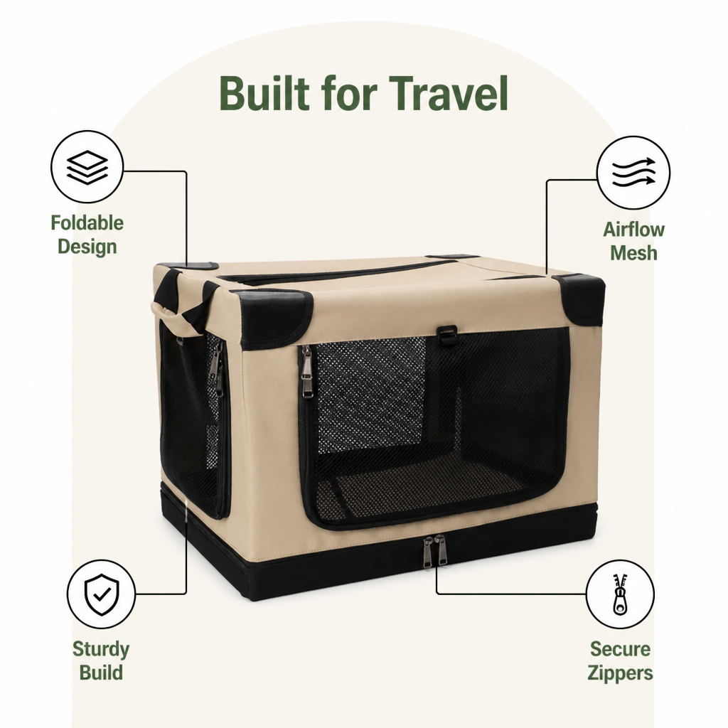 Ortekor Foldable & Ventilated Car Kennel (Small)