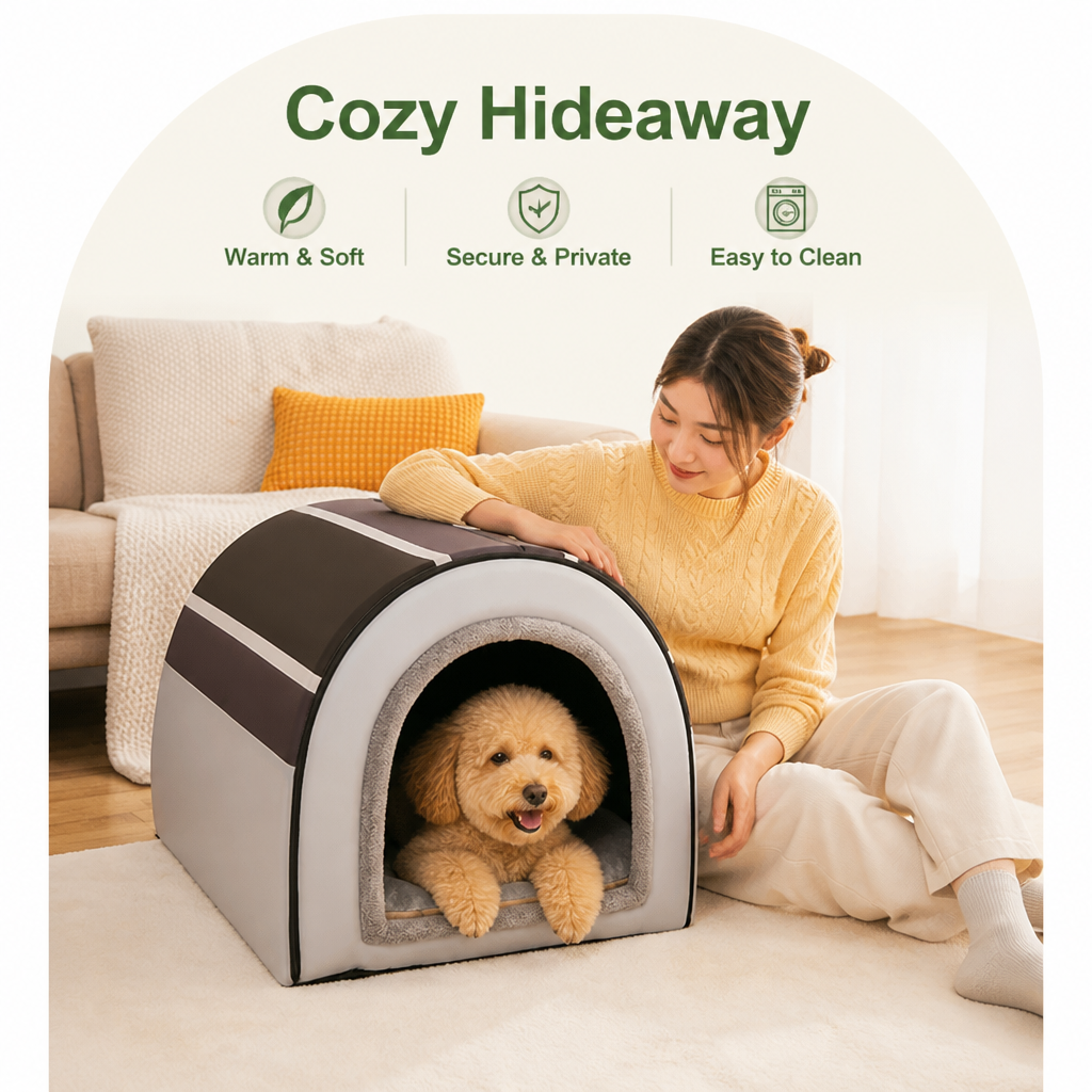 Ortekor Foldable & Washable Enclosed Dog Bed (Removable Nest)