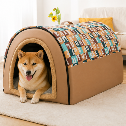 Ortekor Foldable & Washable Enclosed Dog Bed (Removable Nest)