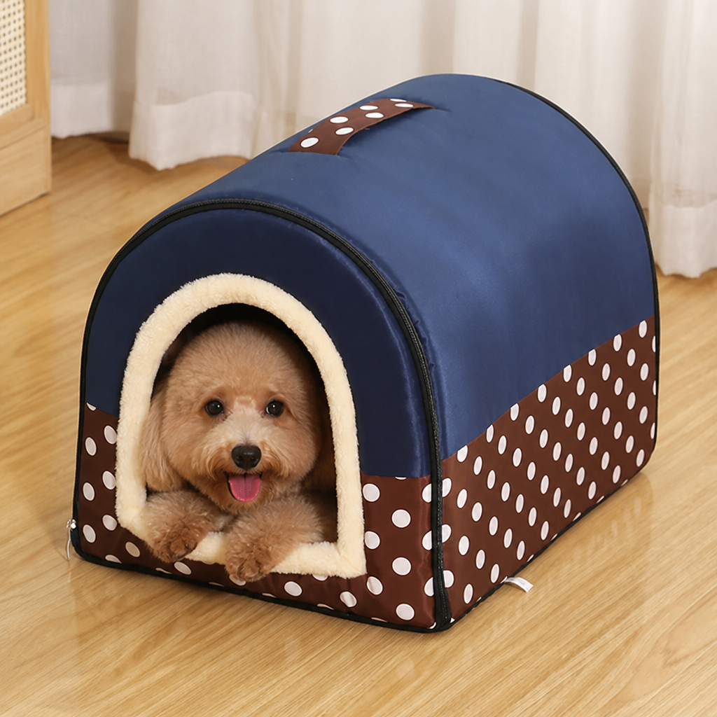 Ortekor Foldable & Washable Enclosed Plush Dog Bed (Removable Cushion)