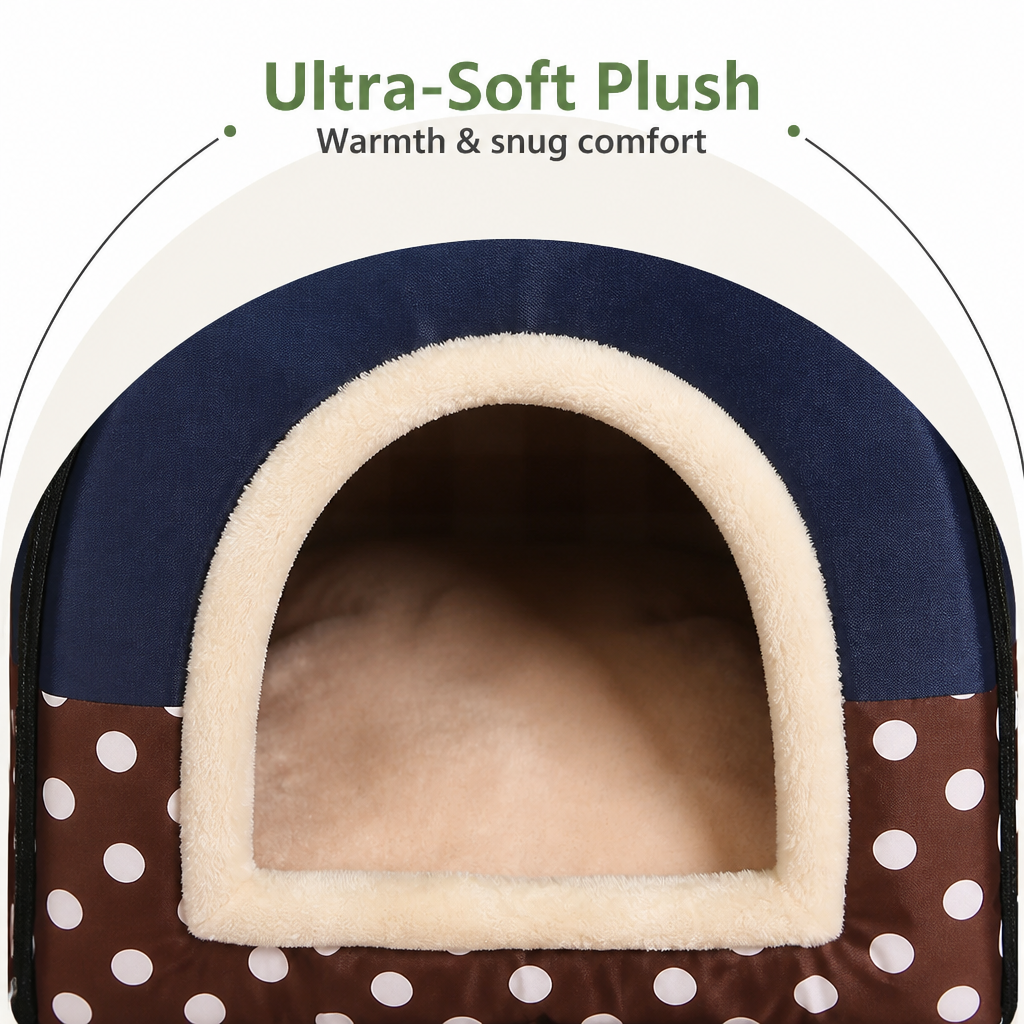 Ortekor Foldable & Washable Enclosed Plush Dog Bed (Removable Cushion)