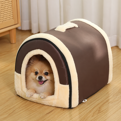 Ortekor Foldable & Washable Enclosed Plush Dog Bed (Removable Cushion)