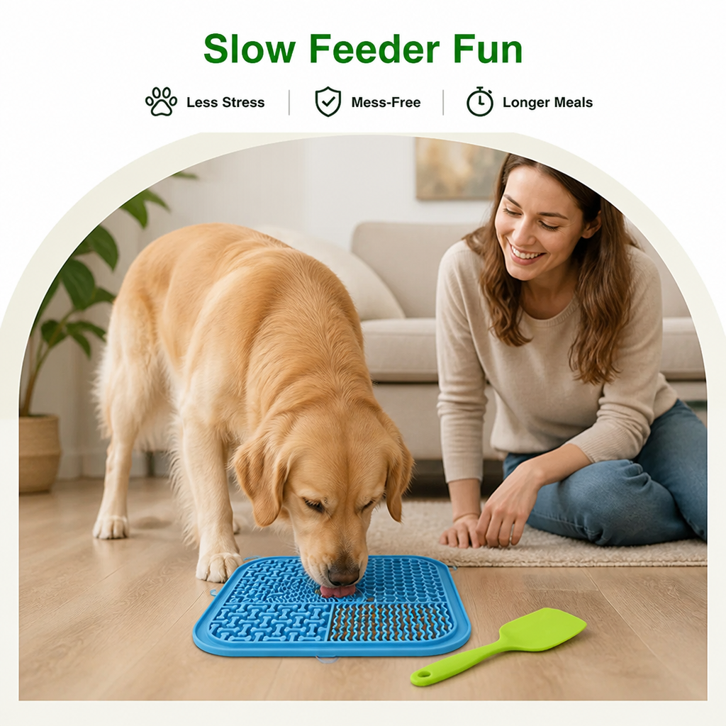 Ortekor Food-Grade Silicone & Strong Suction Slow Feeder Mat (64 Suction Cups)