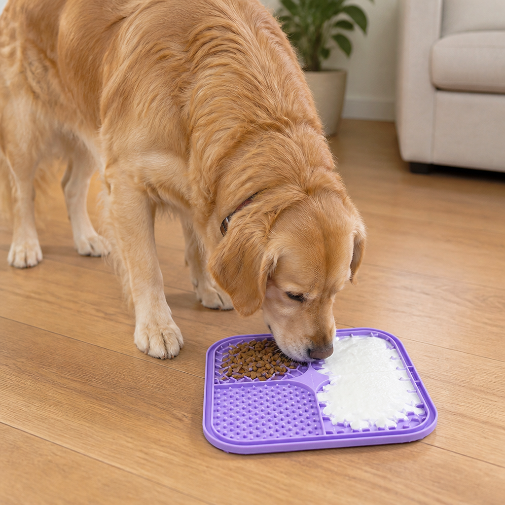Ortekor Food-Grade Silicone Suction-Cup Licking Mat (4-Section)