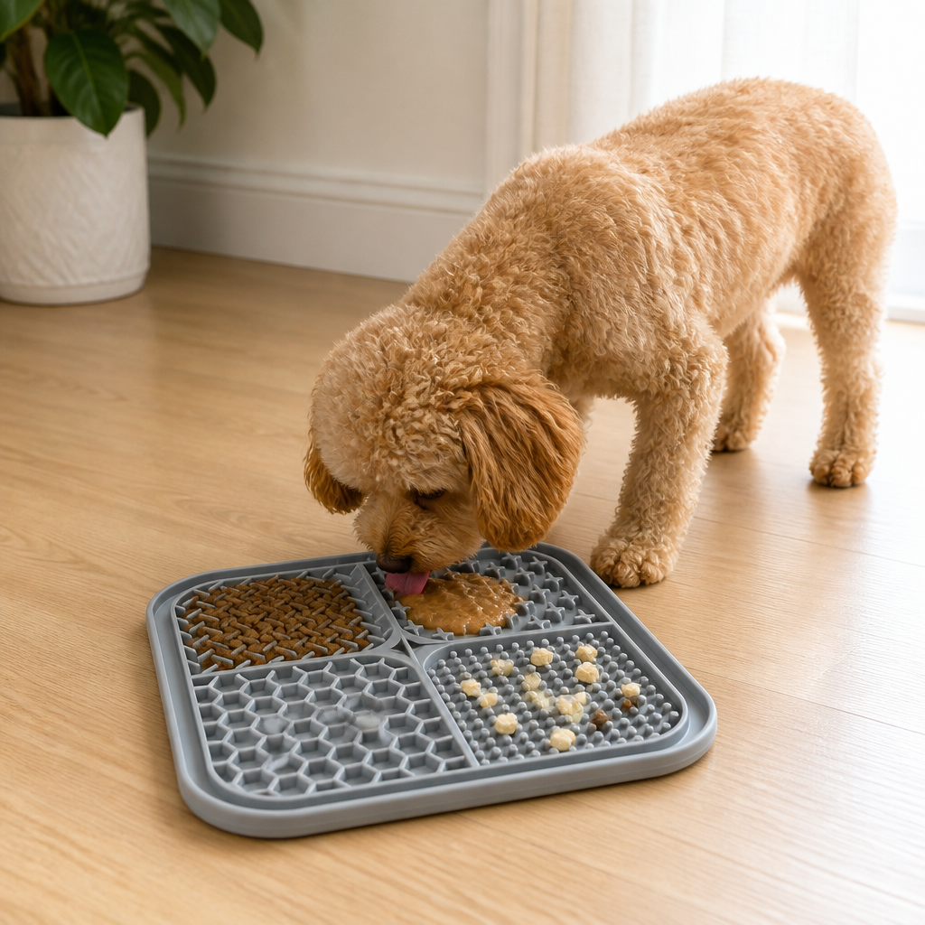 Ortekor Food-Grade Silicone Suction-Cup Licking Mat (4-Section)