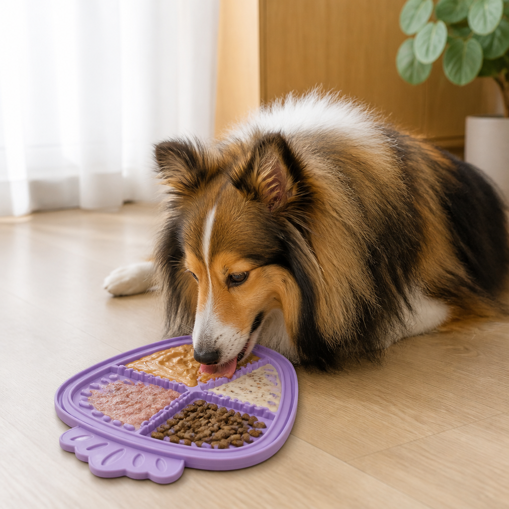 Ortekor Food-Grade Silicone Suction-Cup Licking Mat (4-Section)