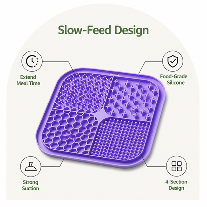 Ortekor Food-Grade Silicone Suction-Cup Licking Mat (4-Section)