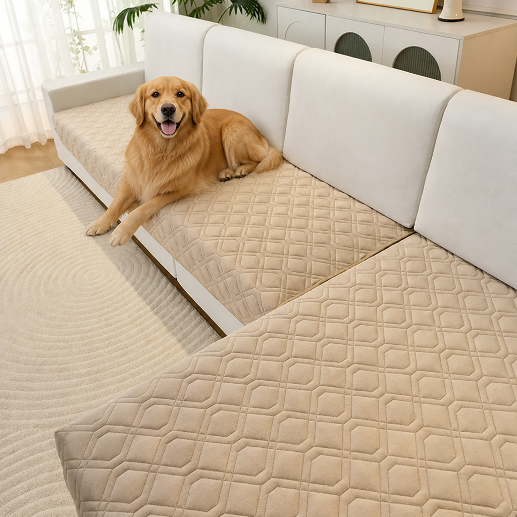 Ortekor Geometric Scratch & Stain-Resistant Sofa Cover (L-Shaped)