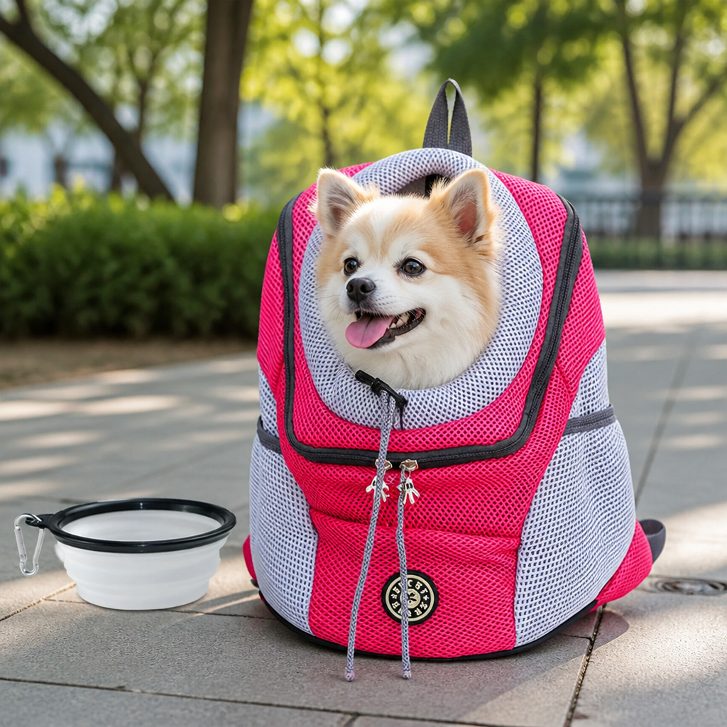 Ortekor Hands-Free & Safety Lock Oxford Mesh Dog Carrier Backpack (Machine-Washable)